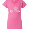 QUEEN  - T-shirt Col V Pour Femmes