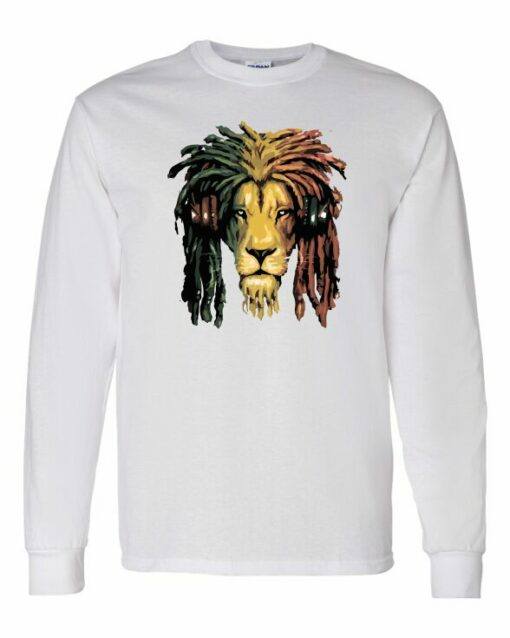 RASTA LION  - T-shirt Manche Long Col Rond Pour Adultes