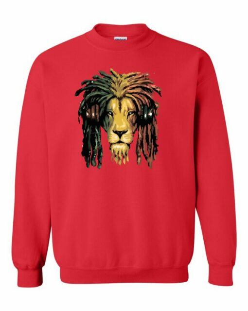 RASTA LION - Adult Crew Neck Sweatshirt (Unisex)