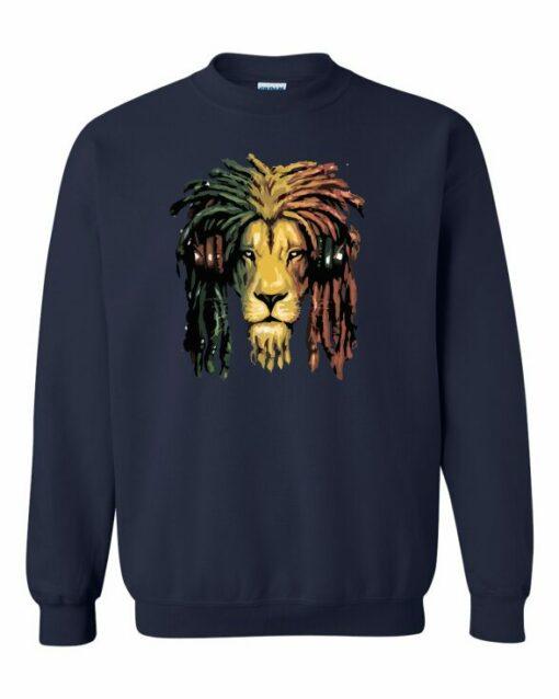 RASTA LION - Adult Crew Neck Sweatshirt (Unisex)