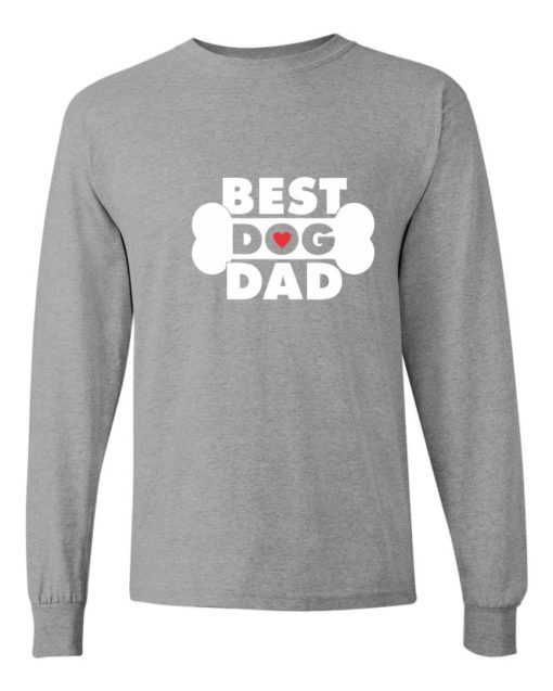BEST DOG DAD - T-shirt Manche Long Col Rond Pour Adultes