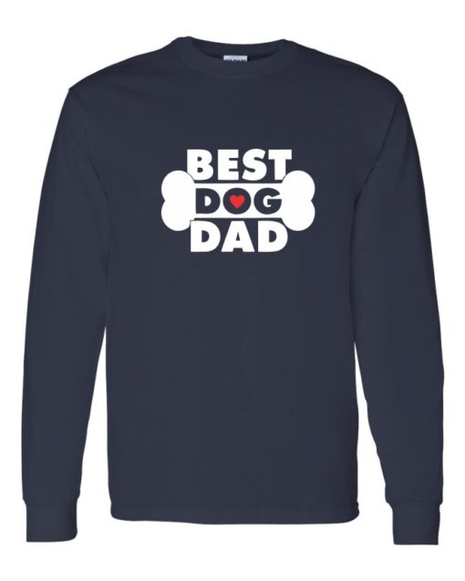 BEST DOG DAD - T-shirt Manche Long Col Rond Pour Adultes