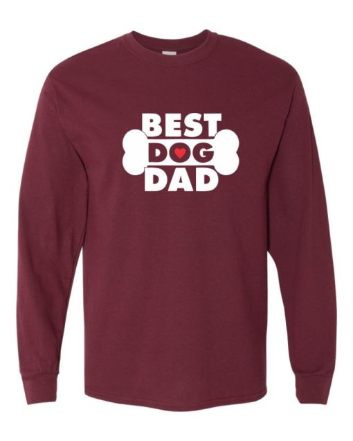 BEST DOG DAD - T-shirt Manche Long Col Rond Pour Adultes