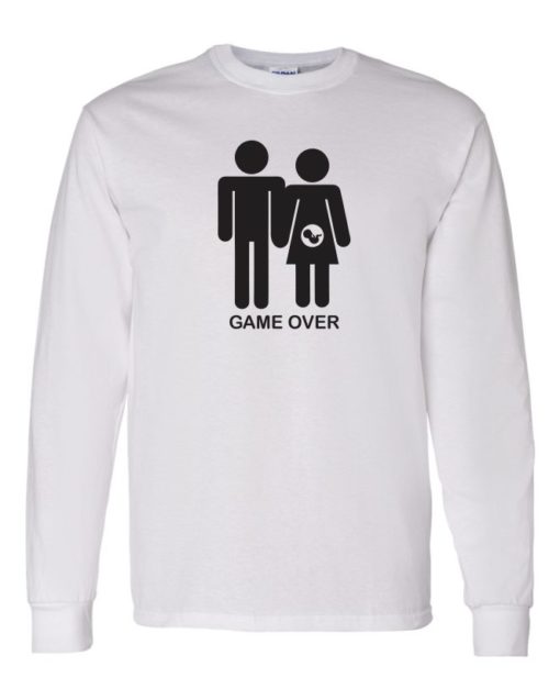 GAME OVER PREGNANT - Adult Long Sleeve Round-neck T-shirt