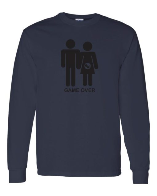 GAME OVER PREGNANT - Adult Long Sleeve Round-neck T-shirt