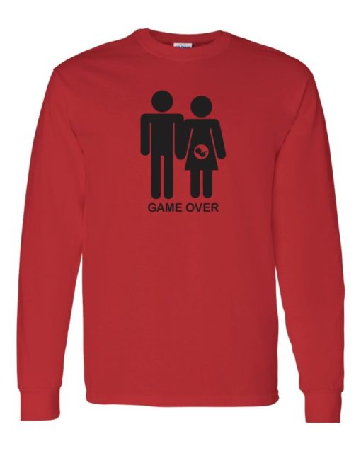 GAME OVER PREGNANT - Adult Long Sleeve Round-neck T-shirt