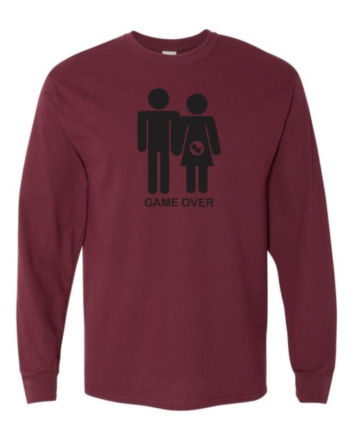 GAME OVER PREGNANT - Adult Long Sleeve Round-neck T-shirt