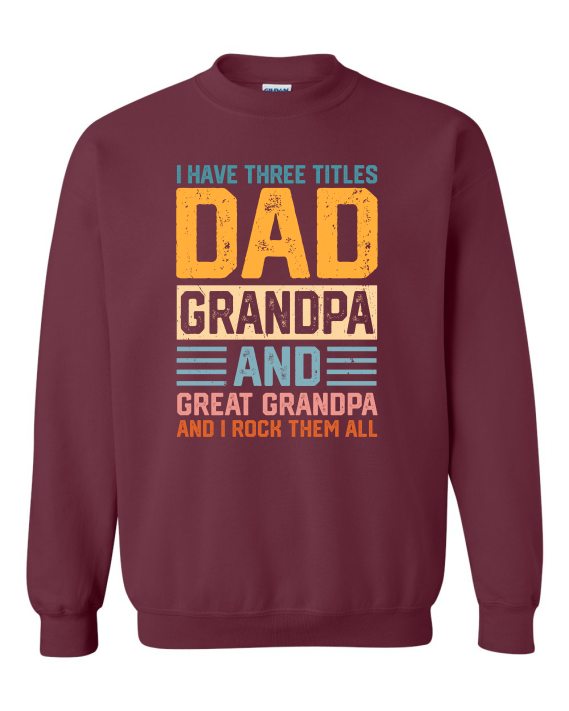 THREE TITLES DAD - Cotton Ouaté Col Rond (Unisexe) Pour Adultes