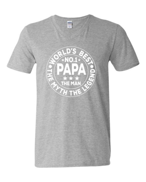 NO 1 PAPA CIRCLE  - T-shirt Col V Pour Adultes