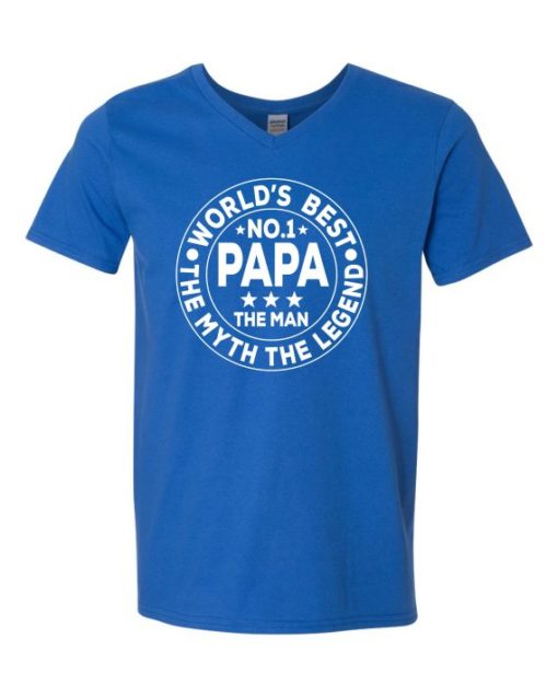 NO 1 PAPA CIRCLE  - T-shirt Col V Pour Adultes