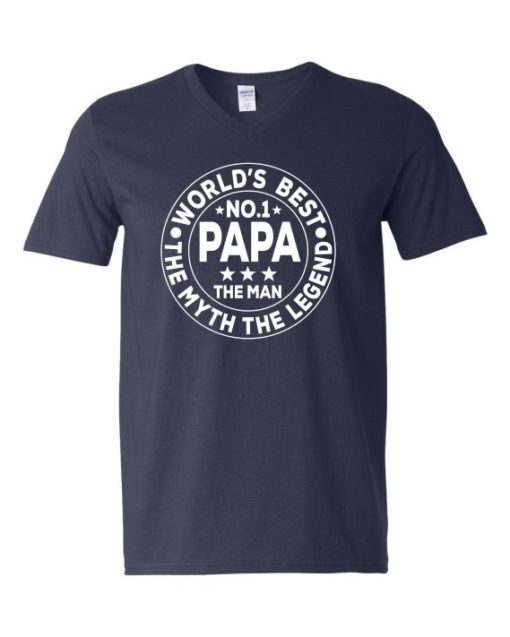 NO 1 PAPA CIRCLE  - T-shirt Col V Pour Adultes