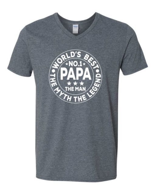 NO 1 PAPA CIRCLE  - T-shirt Col V Pour Adultes