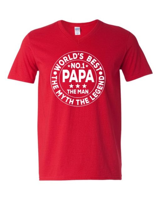 NO 1 PAPA CIRCLE  - T-shirt Col V Pour Adultes