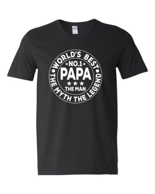 NO 1 PAPA CIRCLE  - T-shirt Col V Pour Adultes