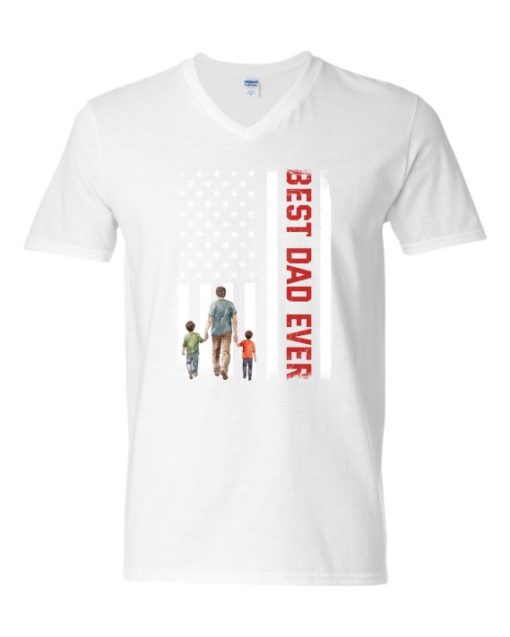 BEST DAD EVER FLAG  - Adult V-neck T-shirt