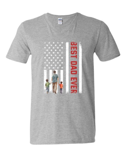 BEST DAD EVER FLAG  - Adult V-neck T-shirt