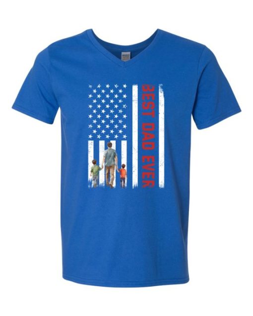 BEST DAD EVER FLAG  - Adult V-neck T-shirt