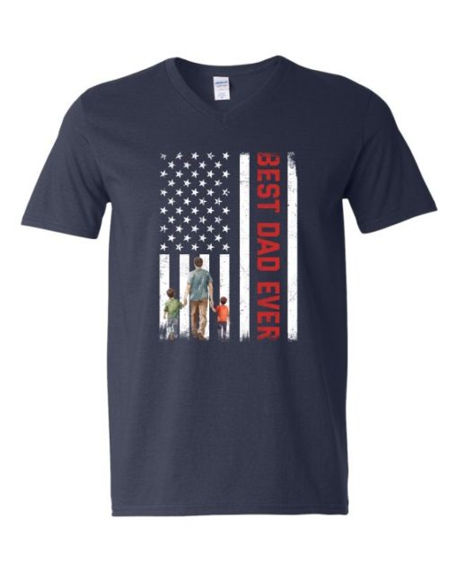 BEST DAD EVER FLAG  - Adult V-neck T-shirt