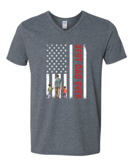 BEST DAD EVER FLAG  - Adult V-neck T-shirt