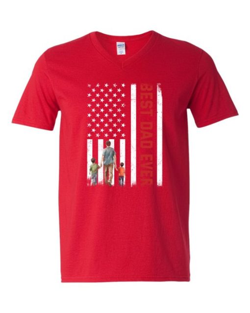 BEST DAD EVER FLAG  - Adult V-neck T-shirt