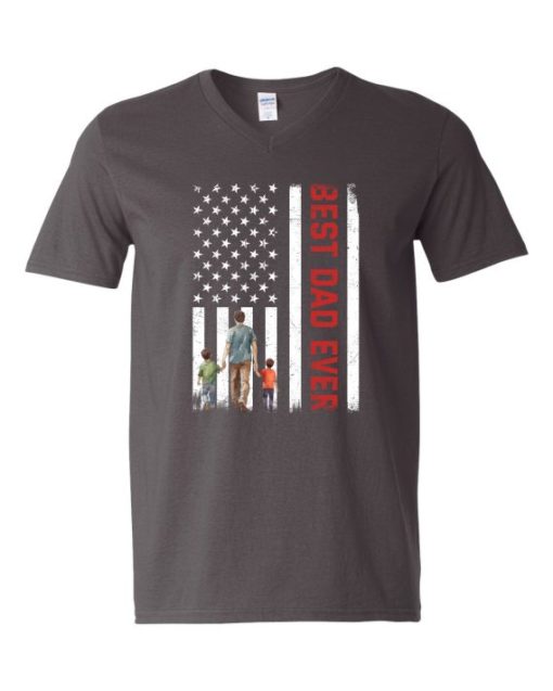 BEST DAD EVER FLAG  - Adult V-neck T-shirt