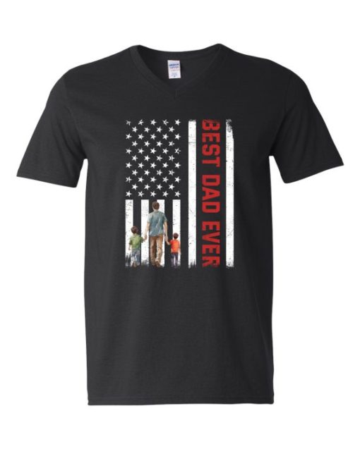 BEST DAD EVER FLAG  - Adult V-neck T-shirt