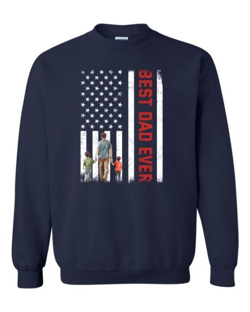 BEST DAD EVER FLAG  - Adult Crew Neck Sweatshirt (Unisex)