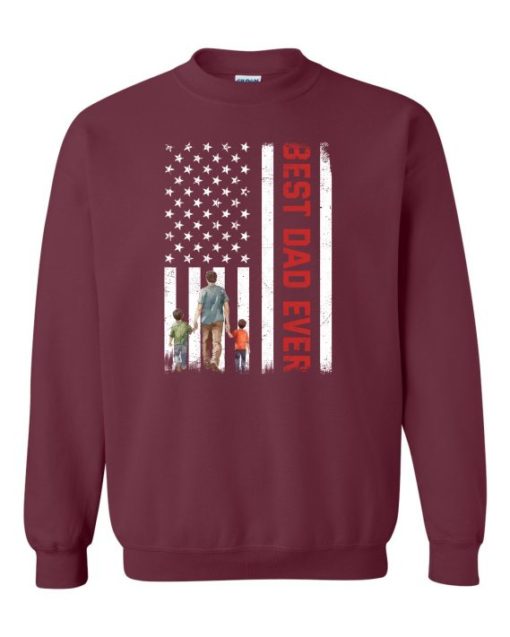 BEST DAD EVER FLAG  - Adult Crew Neck Sweatshirt (Unisex)