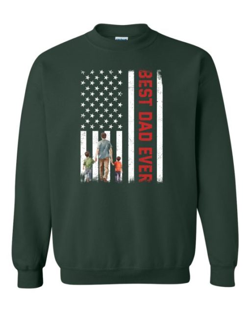 BEST DAD EVER FLAG  - Adult Crew Neck Sweatshirt (Unisex)