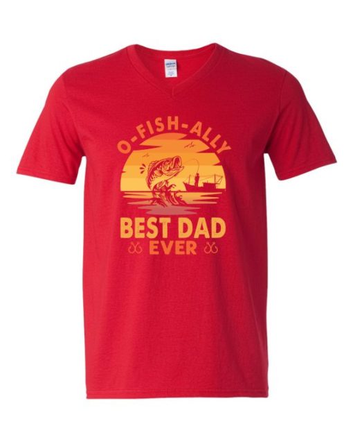 O FISH ALLY  BEST DAD EVER  - Adult V-neck T-shirt