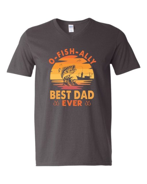 O FISH ALLY  BEST DAD EVER  - Adult V-neck T-shirt
