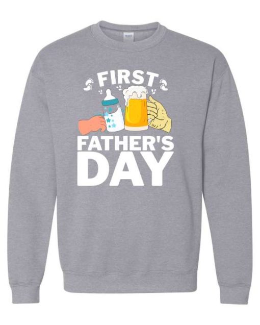 FIRST FATHERS DAY  - Cotton Ouaté Col Rond (Unisexe) Pour Adultes