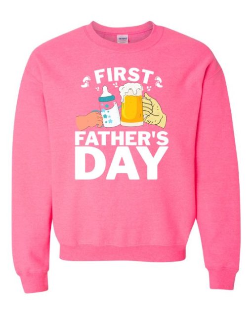 FIRST FATHERS DAY  - Cotton Ouaté Col Rond (Unisexe) Pour Adultes