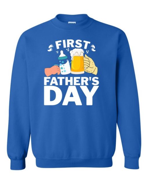 FIRST FATHERS DAY  - Cotton Ouaté Col Rond (Unisexe) Pour Adultes