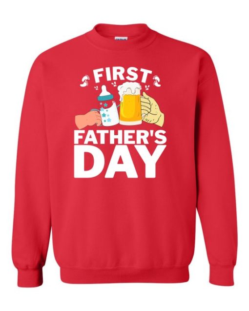 FIRST FATHERS DAY  - Cotton Ouaté Col Rond (Unisexe) Pour Adultes