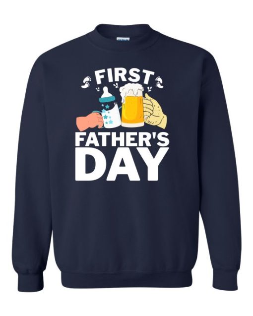 FIRST FATHERS DAY  - Cotton Ouaté Col Rond (Unisexe) Pour Adultes