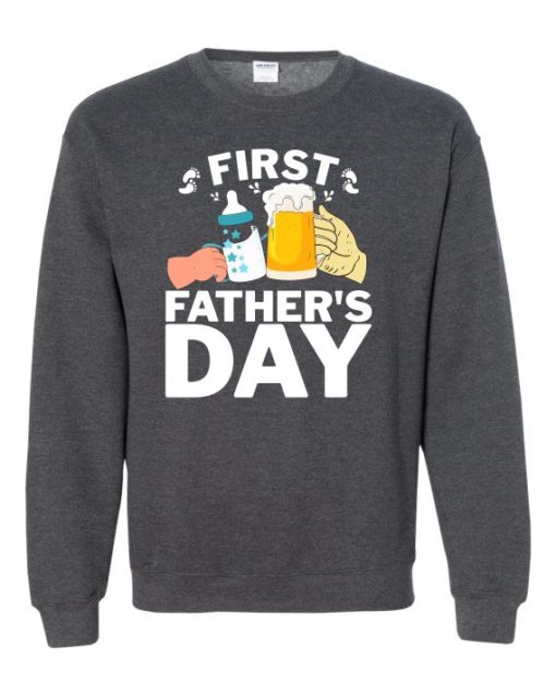 FIRST FATHERS DAY  - Cotton Ouaté Col Rond (Unisexe) Pour Adultes