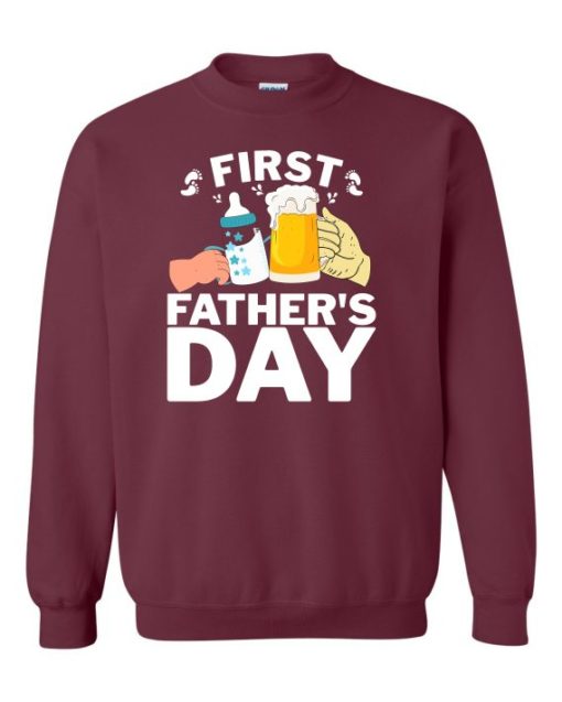 FIRST FATHERS DAY  - Cotton Ouaté Col Rond (Unisexe) Pour Adultes