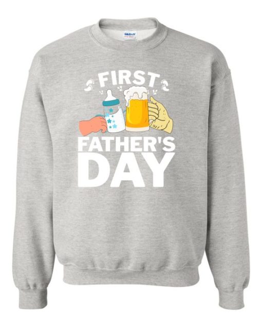 FIRST FATHERS DAY  - Cotton Ouaté Col Rond (Unisexe) Pour Adultes