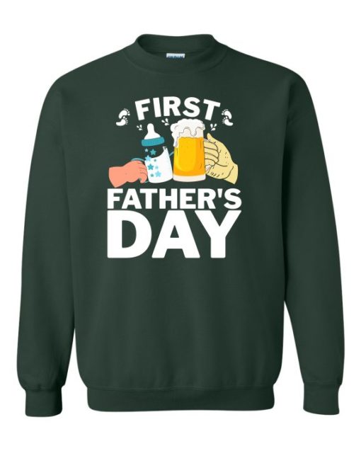 FIRST FATHERS DAY  - Cotton Ouaté Col Rond (Unisexe) Pour Adultes