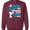 SI PAPA NE PEUT PAS WHITE  - Adult Crew Neck Sweatshirt (Unisex)