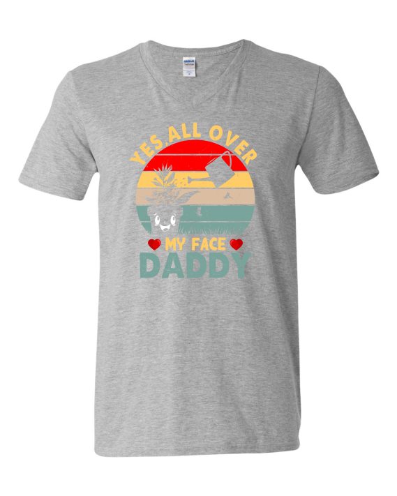 YES ALL OVER MY FACE  - T-shirt Col V Pour Adultes