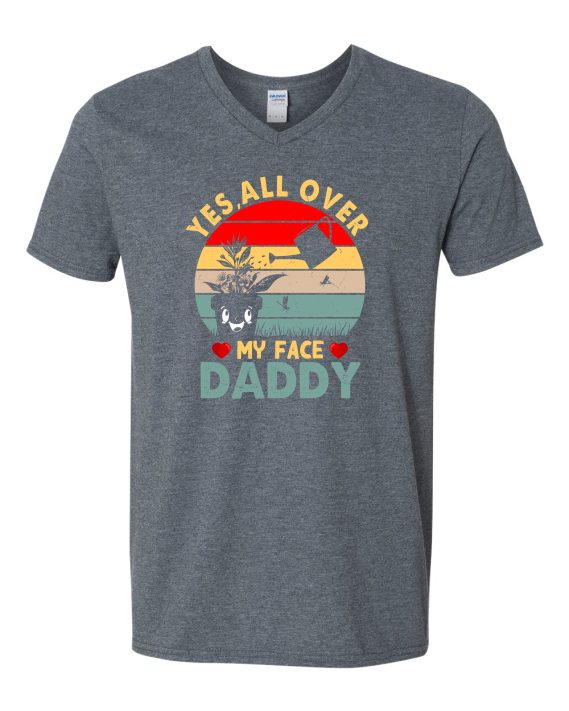 YES ALL OVER MY FACE  - T-shirt Col V Pour Adultes