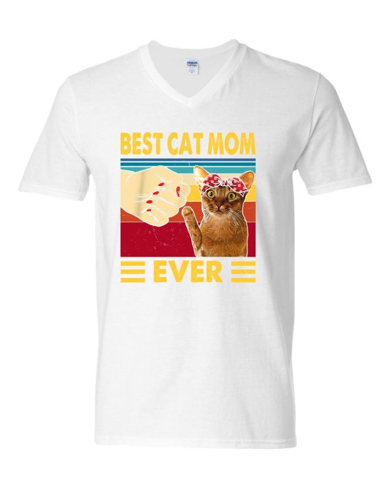 BEST CAT MOM  - T-shirt Col V Pour Adultes