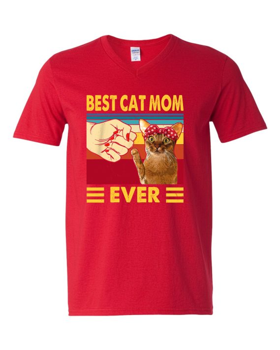 BEST CAT MOM  - T-shirt Col V Pour Adultes
