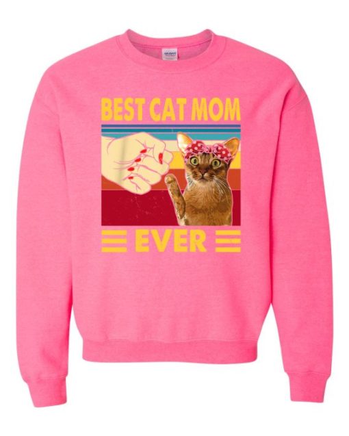 BEST CAT MOM  - Adult Crew Neck Sweatshirt (Unisex)