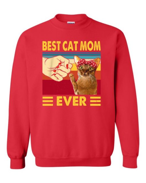 BEST CAT MOM  - Adult Crew Neck Sweatshirt (Unisex)
