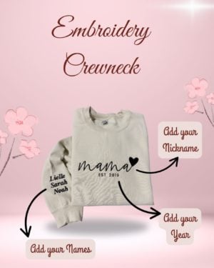 Celebrate Mom in Style this Mother’s Day! ✨❤️🌷

Gift her something truly personal — a custom embroidered crewneck featuring the date, year, and names of her children. 👶🧵📅
Cozy, meaningful, and made to last — just like her love.

Whether it’s her first Mother’s Day or her tenth, this piece is made just for her. 👩‍👧‍👦💖

Order now and make this year unforgettable.
Available for a limited time — don’t miss out! ⏳

[Shop Now] or DM us to personalize yours! 💌
